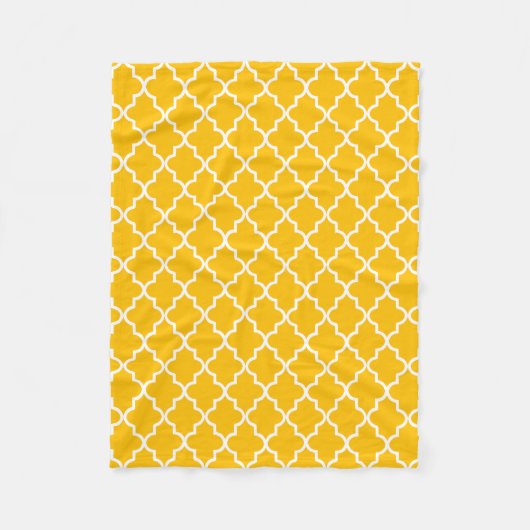 Couverture Polaire Quatrefoil marocain moderne jaune et blanc (Devant)