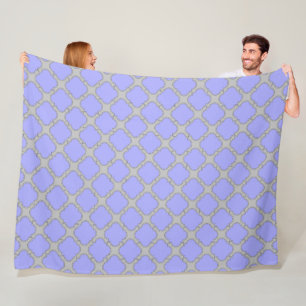 Couverture Polaire Quatrefoil periwinkle et gris