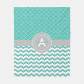 Couverture Polaire Quatrefoil turquoise Grey Chevron (Devant)