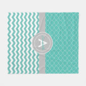 Couverture Polaire Quatrefoil turquoise Grey Chevron (Devant (Horizontal))