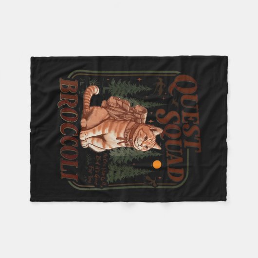 Couverture Polaire Quest Fantasy Squad Broccoli Funny Cat  (Devant (Horizontal))