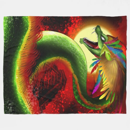 Couverture Polaire Quetzalcoatl le dieu aztèque (Devant (Horizontal))