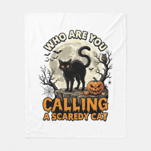 Couverture Polaire Qui Appelez-Vous Chat Peureux Halloween Noir_1