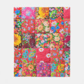 Couverture Polaire Quillette patchwork artisanale avec motif floral e (Devant)