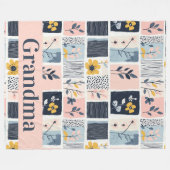 Couverture Polaire Quilt en Patchwork de couleur rose et marine perso (Devant (Horizontal))