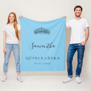 Couverture Polaire Quinceanera nom de couronne bleu tiara