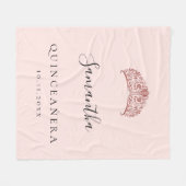 Couverture Polaire Quinceanera rose or tiara nom de couronne (Devant (Horizontal))