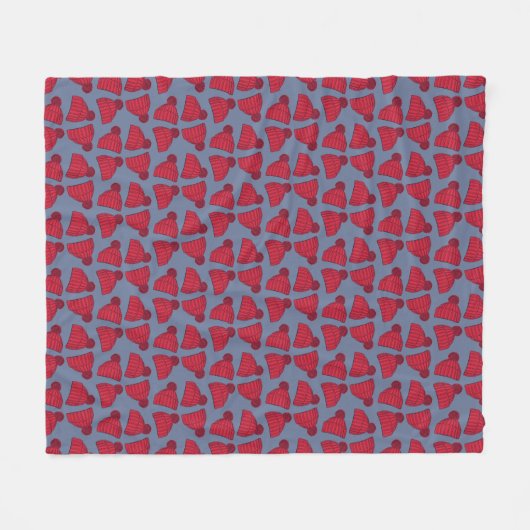 Couverture Polaire Quirky Red and Blue Bobble Hats Pattern (Devant (Horizontal))