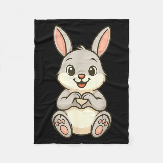 Couverture Polaire Rabbit Bunny Doing Heart With Hands Valentines Day (Devant)