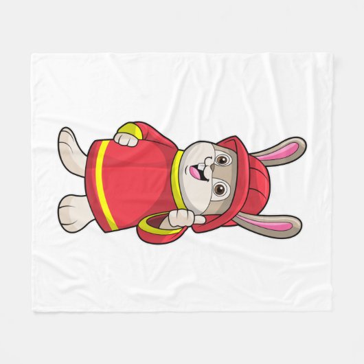 Couverture Polaire Rabbit comme pompier avec casque (Devant (Horizontal))
