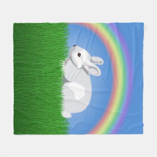 Couverture Polaire Rabbit et arc-en-ciel (Devant (Horizontal))