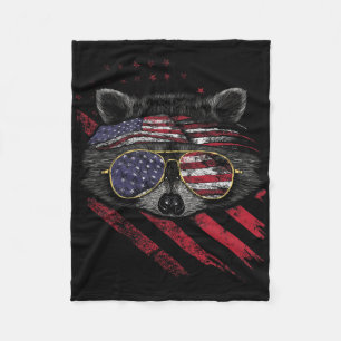 Couverture Polaire Raccoon Drapeau Américain Patriotique 4 juillet Tr