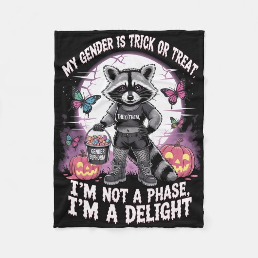 Couverture Polaire Raccoon Halloween non binaire Pronouns pas une pha (Devant)