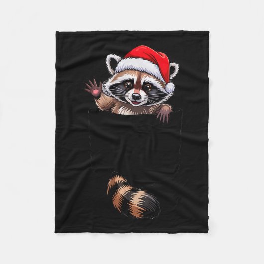 Couverture Polaire Raccoon In Cket Funny Xmas Santa Hat Graphic (Devant)