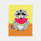 Couverture Polaire Raccoon mangeant de la pastèque (Devant)