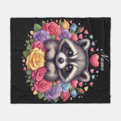 Couverture Polaire Raccoon personnalisé avec Fleurs et Coeurs (Devant (Horizontal))