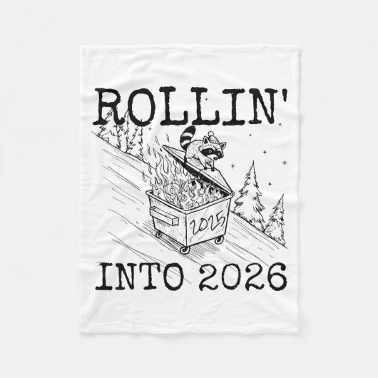 Couverture Polaire Raccoon Rolling Into 2026 Happy New Year 2026  (Devant)