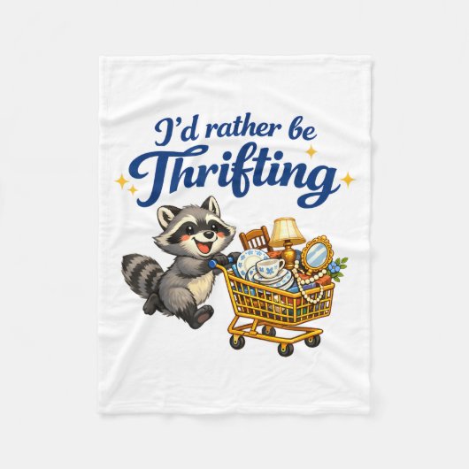 Couverture Polaire Raccoon Shopng Cart Funny Quote I’d Rather Be Thri (Devant)