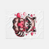 Couverture Polaire Raccoon Valentine Hearts (Devant (Horizontal))
