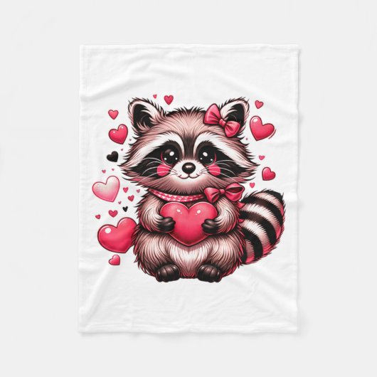 Couverture Polaire Raccoon Valentine Hearts (Devant)