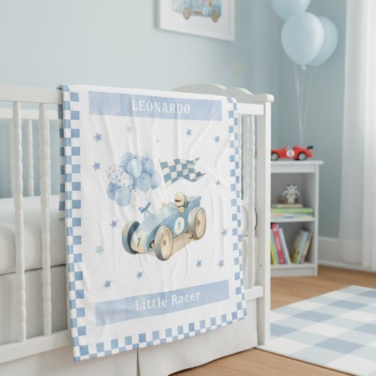 Couverture Polaire Racing Car Checkered Blue Flag Little Racer