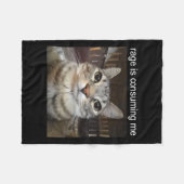 Couverture Polaire Rage Me Consume Silly Staring Cat Meme (Devant (Horizontal))
