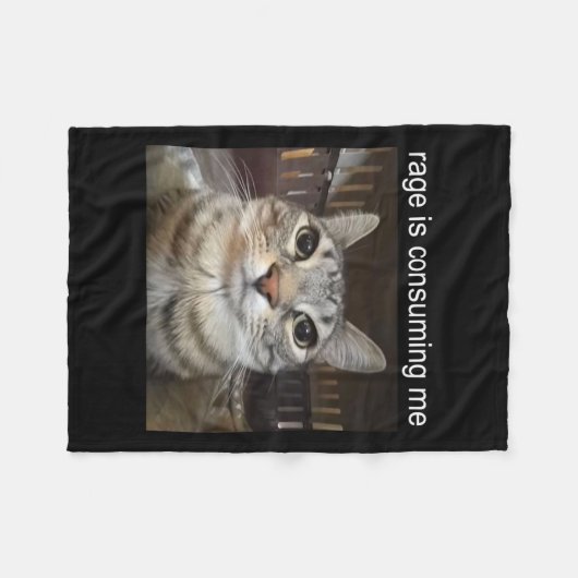 Couverture Polaire Rage Me Consume Silly Staring Cat Meme (Devant (Horizontal))