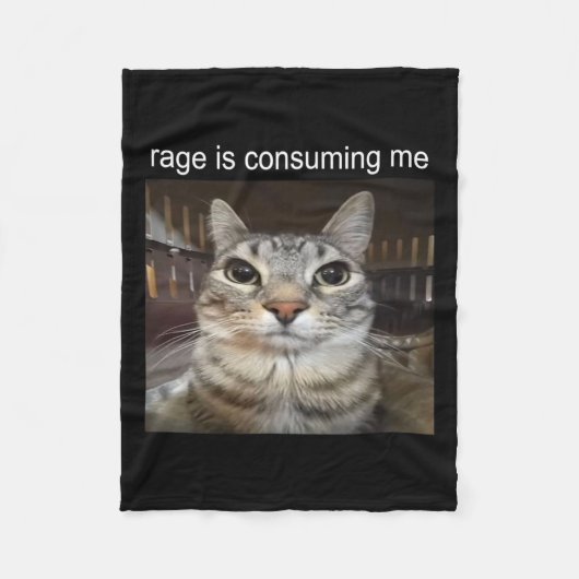 Couverture Polaire Rage Me Consume Silly Staring Cat Meme (Devant)