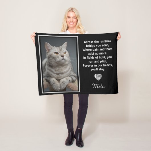 Couverture Polaire Rainbow Bridge Silver Pet Chat Dog Memorial (En situation)