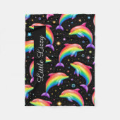Couverture Polaire Rainbow Dolphin Fleece Blanket – Kids Custom Name (Devant)
