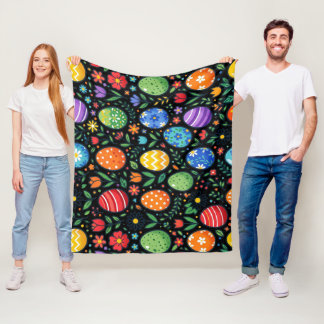 Couverture Polaire Rainbow Easter Eggs & Flowers