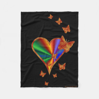 Couverture Polaire Rainbow heart and Butterfly