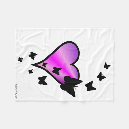 Couverture Polaire Rainbow heart and Butterfly (Devant (Horizontal))