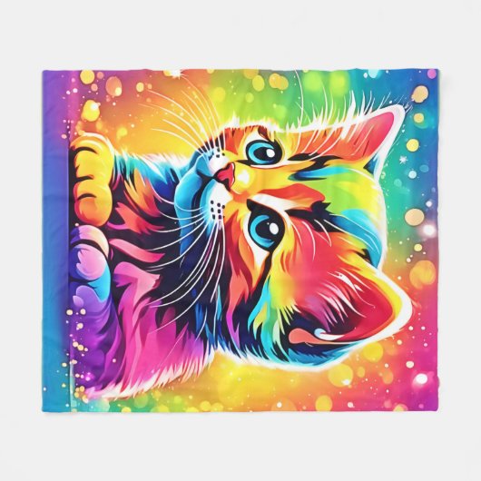 Couverture Polaire Rainbow Kitten Dream (Devant (Horizontal))