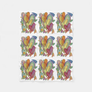 Couverture Polaire Rainbow Love Hearts Cosy Fleece Jeter Blanket