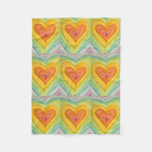 Couverture Polaire Rainbow Love Hearts Cosy Fleece Jeter Blanket