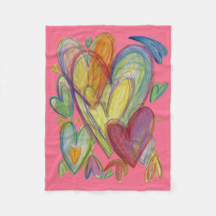 Couverture Polaire Rainbow Love Hearts Soft Fleece Jeter Blanket