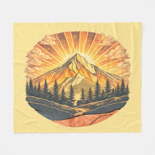 Couverture Polaire Rainbow Mountain Peak | Retro Mountains Sunrise (Devant (Horizontal))