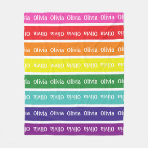 Couverture Polaire Rainbow Personnalisé Enfants Nom Cadeau