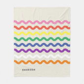 Couverture Polaire Rainbow Retro Pic Rac avec nom (Devant)