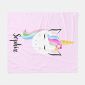 Couverture Polaire Rainbow Unicorn illustration bébé personnalisé (Devant (Horizontal))