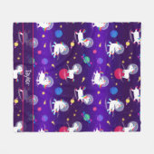 Couverture Polaire Rainbow Unicorns In Space Purple Ombre (Devant (Horizontal))