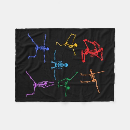 Couverture Polaire Rainbow Yoga Skeleton Exercice Bone Halloween Part (Devant (Horizontal))