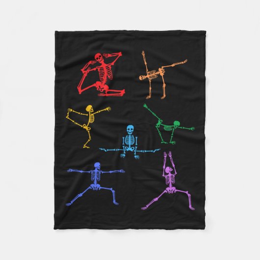 Couverture Polaire Rainbow Yoga Skeleton Exercice Bone Halloween Part (Devant)