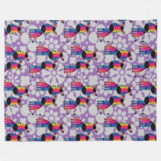 Couverture Polaire Rainbow Zebra (Devant (Horizontal))