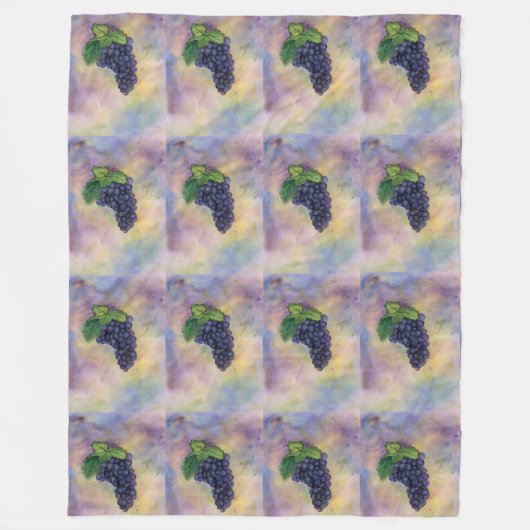 Couverture Polaire Raisins de vin rouge Peinture d'art sur mesure Bla (Devant)