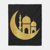Couverture Polaire Ramadan Kareem Golden Helal Fleece Blanche (Devant)