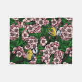 Couverture Polaire Rameaux bleus dans le cerisier en fleurs en vert (Devant (Horizontal))