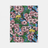 Couverture Polaire Rameaux bleus dans le cerisier en fleurs sur le bl (Devant)
