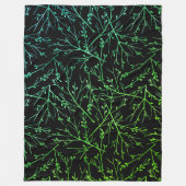Couverture Polaire Rameaux verts sur fond noir (Devant)